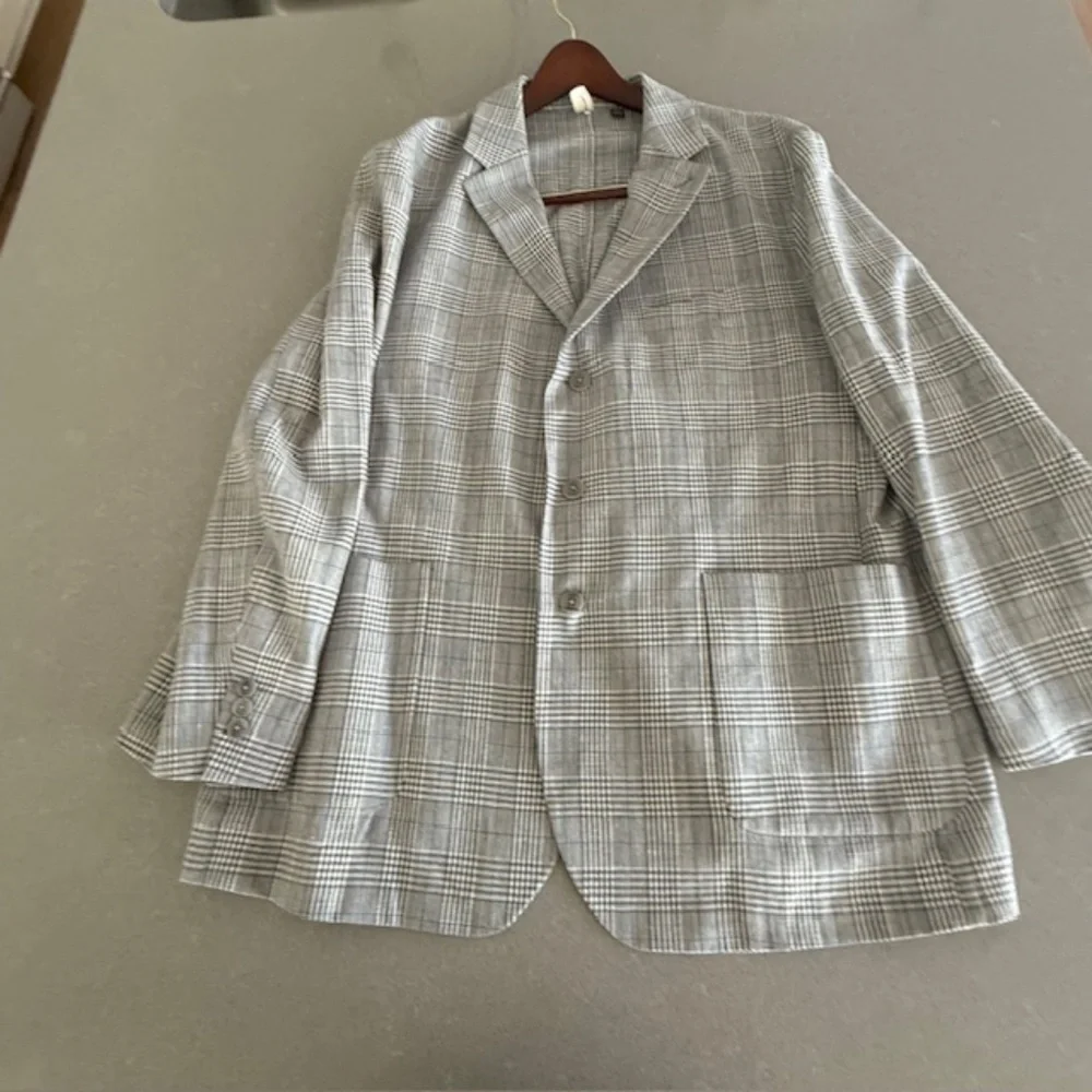 Ted Baker Endurance Blazer Men Gray Brown Blue Plaid Sport Suit Blazer US 46R